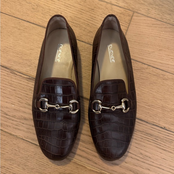 Brown Crocodile Loafers with Gold Horse Bit - Picture 3 of 10